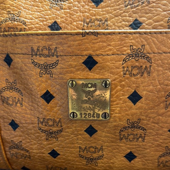 Authentic Large MCM Brown Leather Long Strand Bag with Iconic Monogram Design - Picture 12 of 17